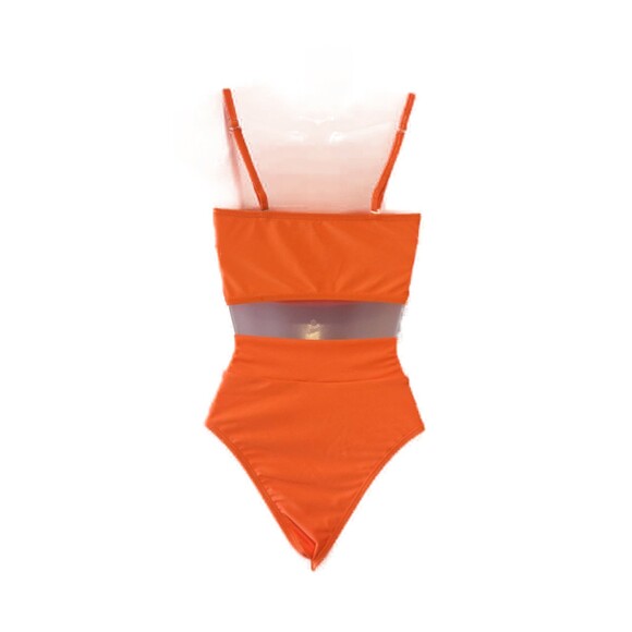 Neon Orange Bandeau High Waisted Bikini Sz S - Picture 3 of 5